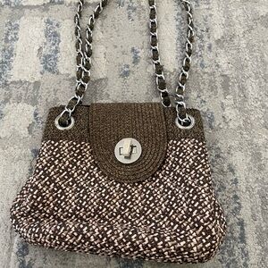 Brown Woven Chain Strap Bag